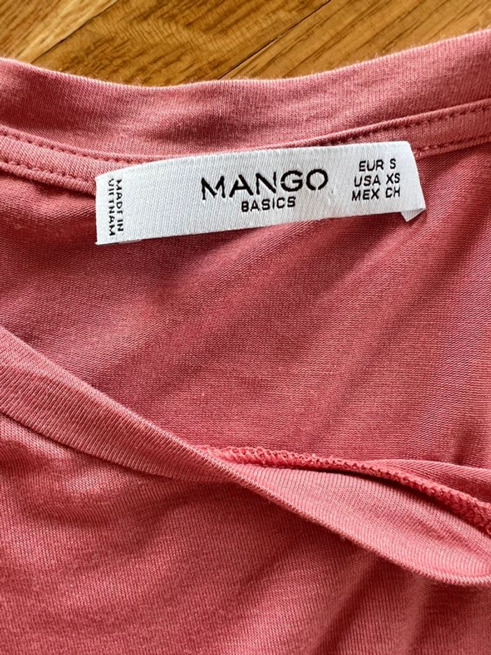 T-shirt vieux rose uni MANGO - Taille S - photo numéro 3