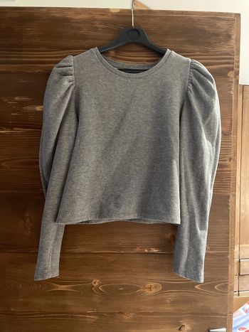 Sweat court gris manche gigot
