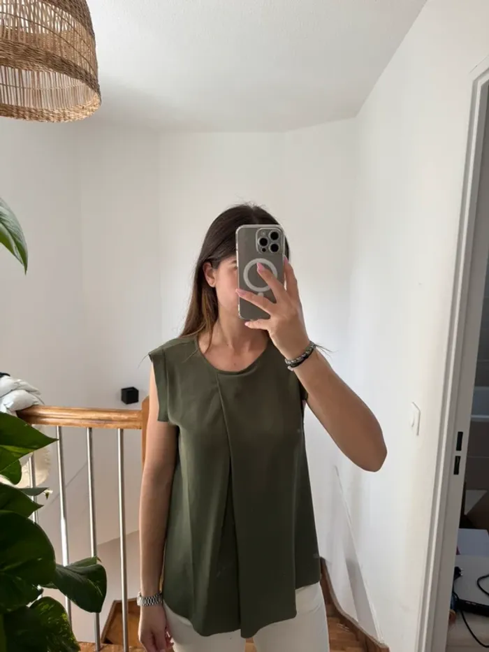 Chemisier sans manche kaki Johanna Paris