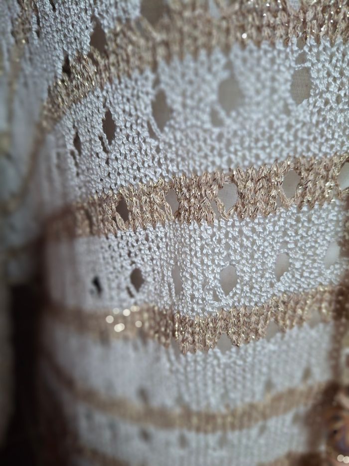 Pull maille fine beige doré neuf - photo numéro 2
