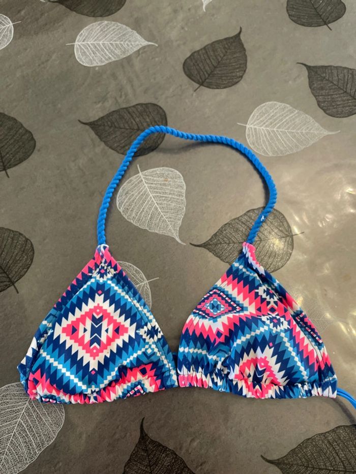 emble maillot de bain 2pc bleu rose et blanc La Halle 10 ans - photo numéro 4