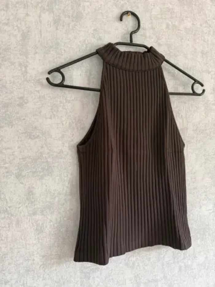 top à bretelles marron matelassé Zara taille M - photo numéro 2