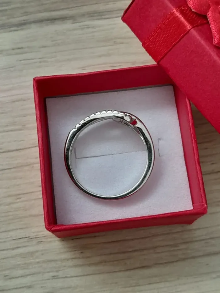 Bague argent 925, pierres transparentes en cristal,  taille 58 - photo numéro 5