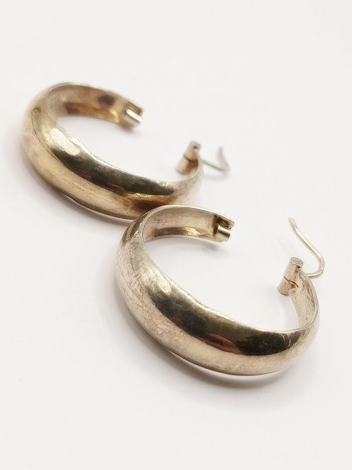 Orecchini cerchio argento dorato color oro giallo, placcato 18 kt? Stile gitana - photo numéro 4