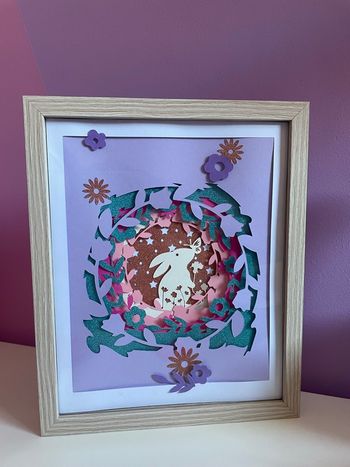 Cadre 3D Lapin floral
