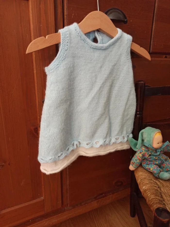 Robe en laine bébé 1/3 mois tbe vintage - photo numéro 2