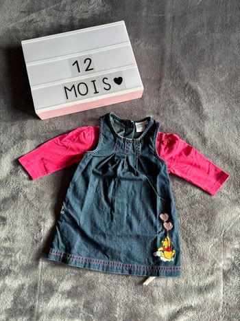Robe jeans t-shirt manches longues Disney 12 mois