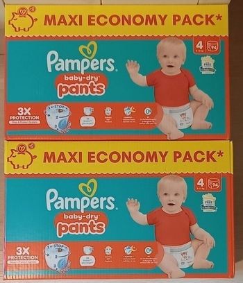 188 Couches - Pampers Baby-Dry Pants Taille 4 (2 Maxi Packs)
