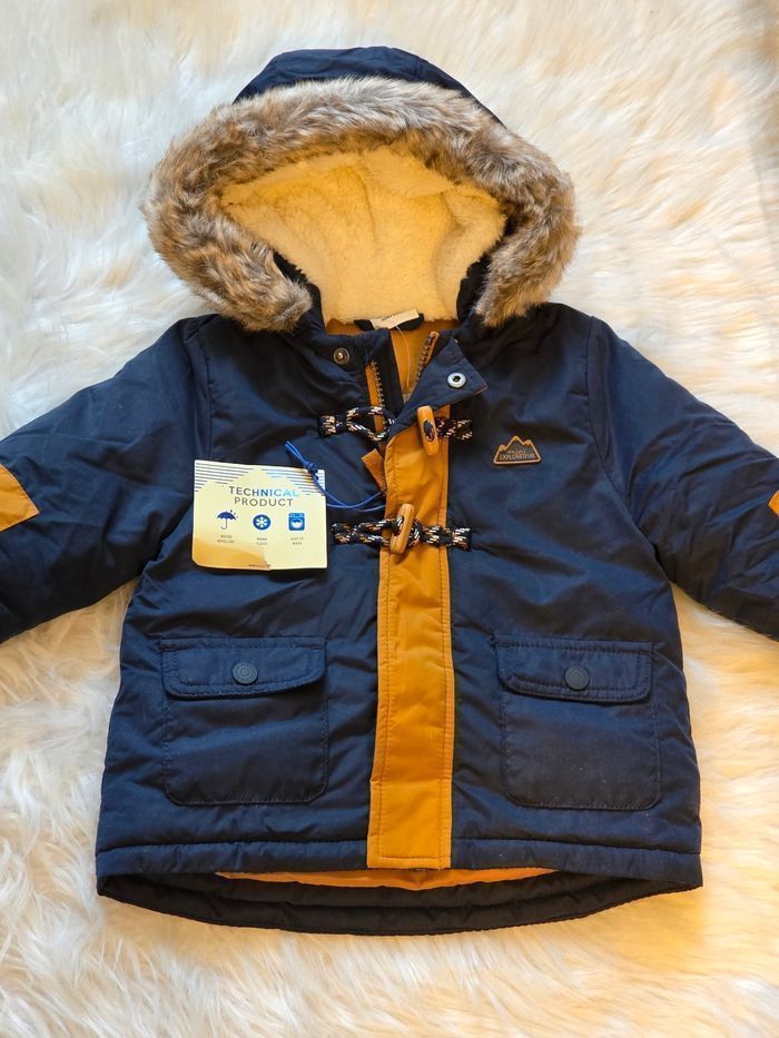NEUF (NON PORTÉ) 🏷🤩😍💙💥superbe  parka chaud /déperlant 12 MOIS garçon(fourrure amovible)💙😍🤩👌