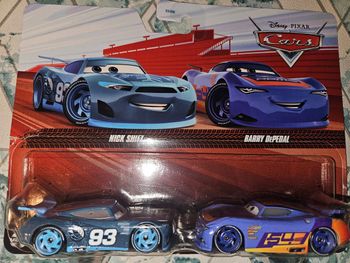 2 voitures cars métal Disney Pixar Mattel neuves sous blister  Nick Shift & Barry DePedal - Movie Mo