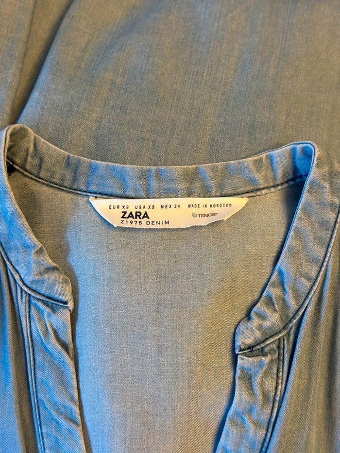 Robe bleu clair coupe midi taille XS Zara - photo numéro 7