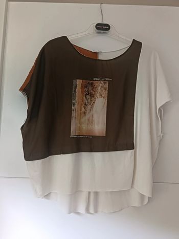 Blouse fluide bicolore imprimé photo