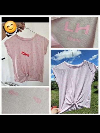 TEE shirt top rose 10 ans