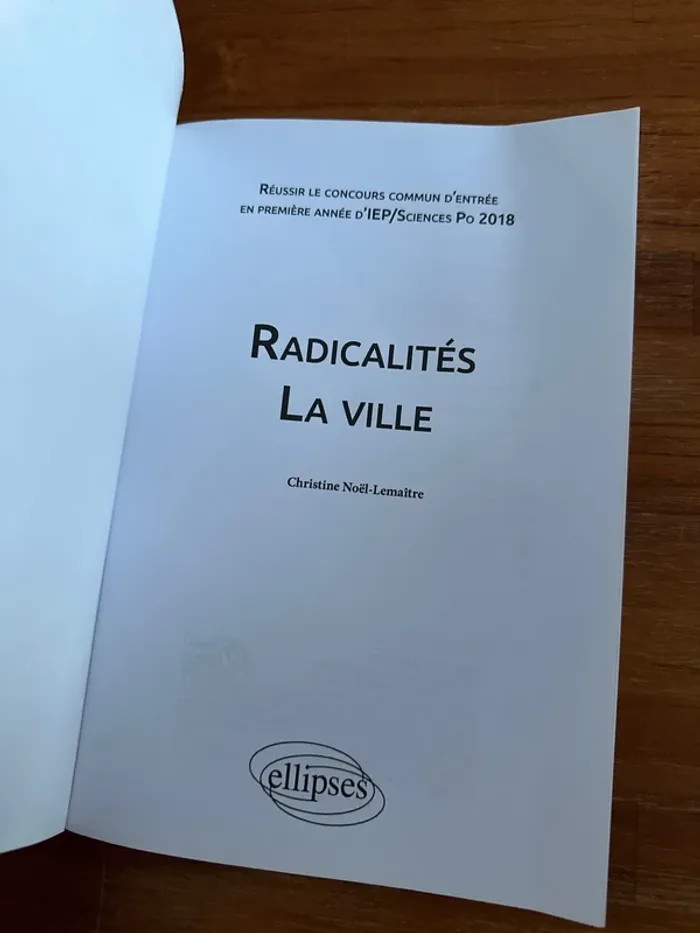 Livre iep concours commun. Première année, radicalité la ville - photo numéro 4