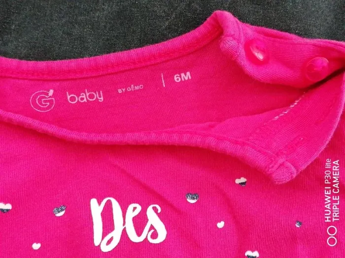 T-shirt manche longue Baby by Gémo – 6-9 mois – Fuchsia - photo numéro 2