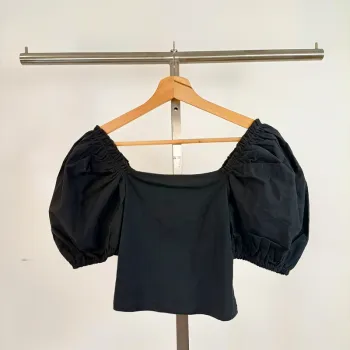Top noir à manches ballon – Topshop – Taille 38 (M) A672
