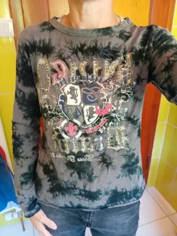 Pull femme gris tie and die