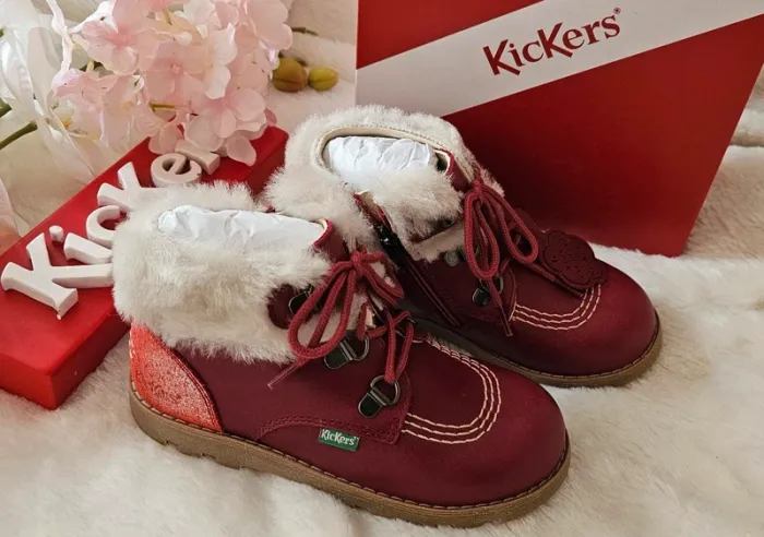 Bottes Bottines Cuir Zip Extérieur Fourré Kickers T27