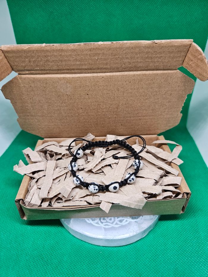 Macramé Bracelet en Jaspe Dalmatien - photo numéro 8