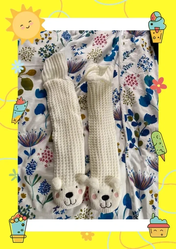 Chaussettes montantes blanches ours - photo numéro 3