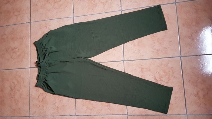 Pantalon été fluide femme 42-44 vert bouteille