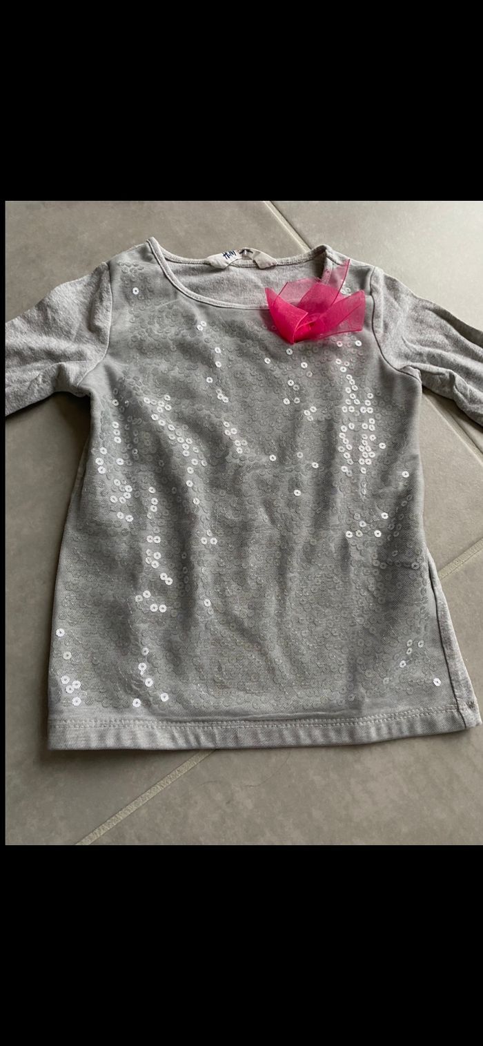 Tee shirt manches longues pailleté 4 ans - photo numéro 3
