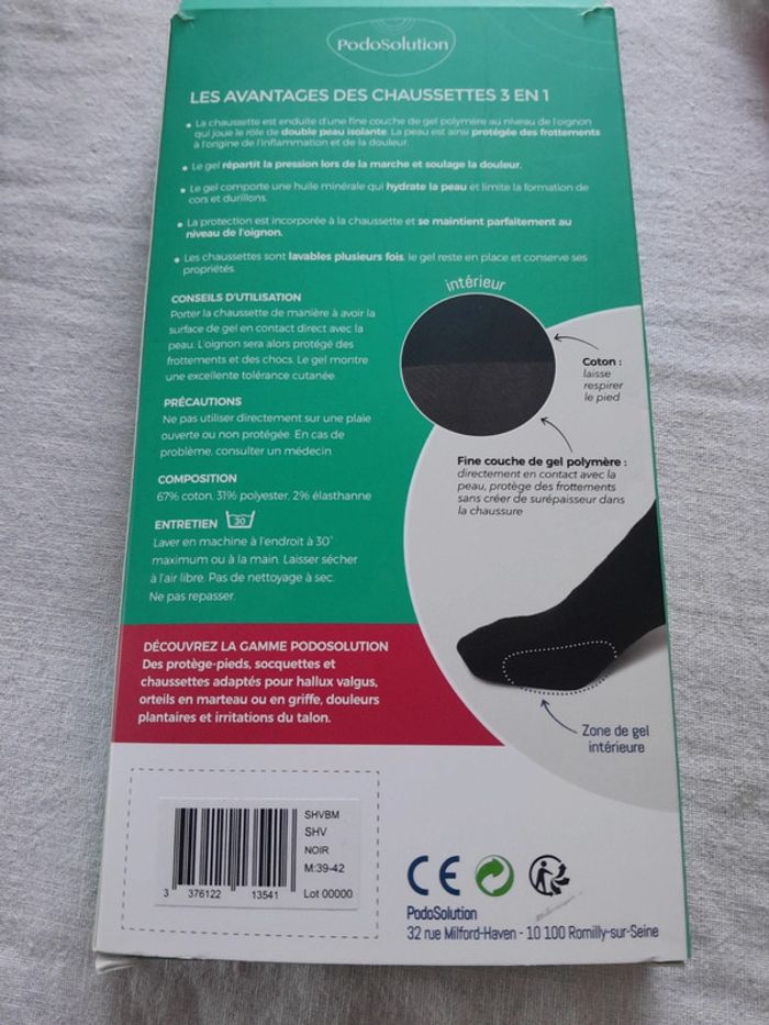 Chaussettes 3 en 1 hallux valgus Podosolution 39/42 neuves avec emballage - photo numéro 2