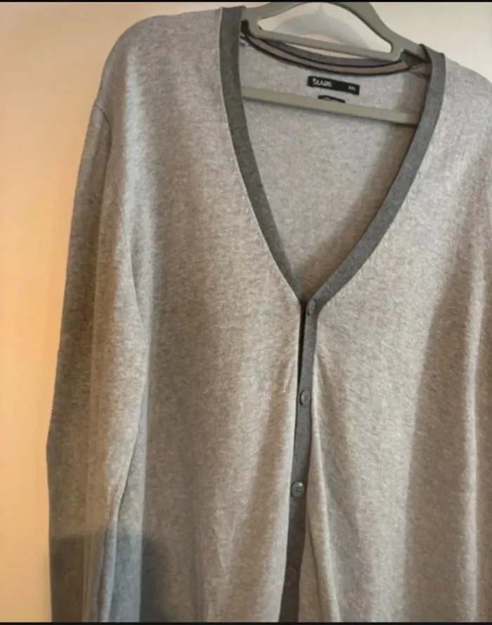 Gilet gris col V Jules coton cachemire taille XXL - photo numéro 3