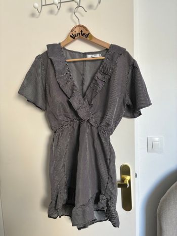 Combishort à rayures noir et blanc style bouffante NA-KD Taille M
