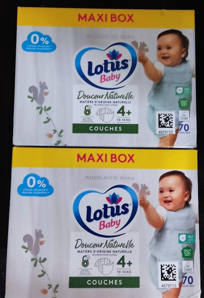2 cartons de couches lotus taille 4+
