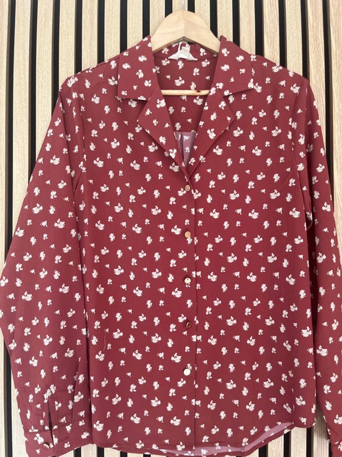 Chemise terracota et fleurs crèmes - photo numéro 2