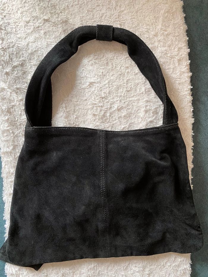 Sac à mains cuir croûte de vachette avec noeud maje - photo numéro 2