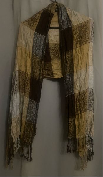 Grande écharpe »Marionnaud »marron et bleu clair