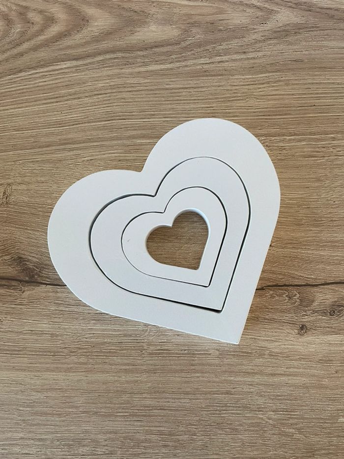 Lot de 3 coeurs bois blanc - photo numéro 2
