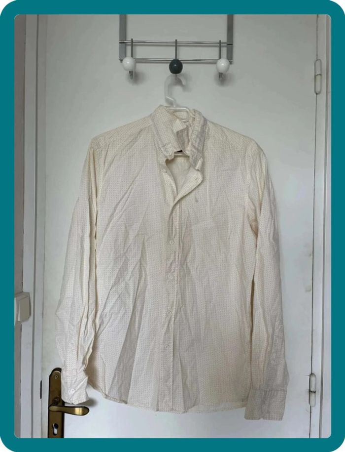 Chemise beige jaune points