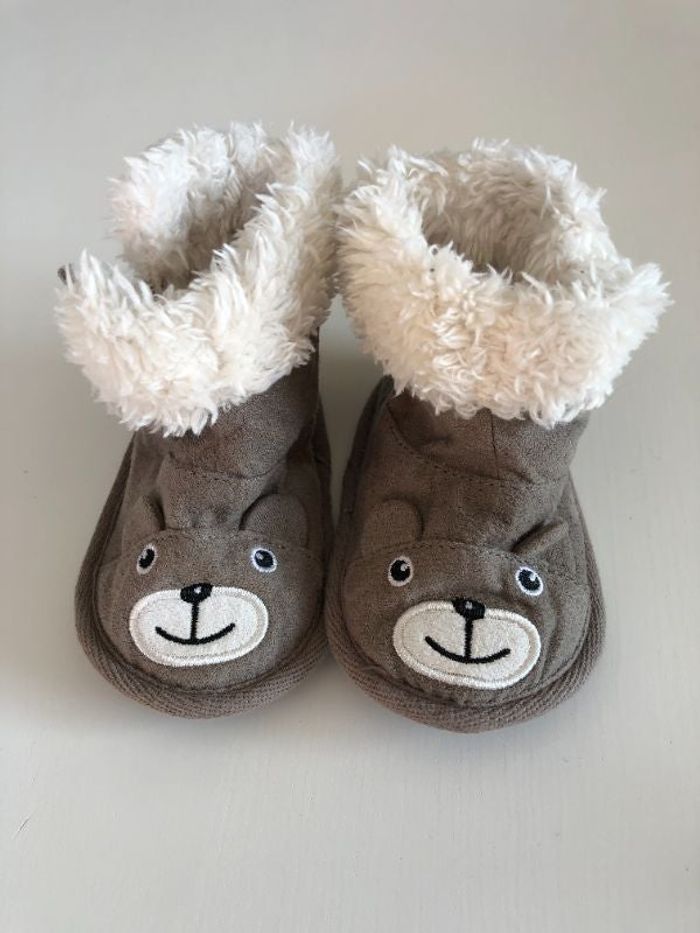 Chaussons bébé Ours doublé sherpa 13-15