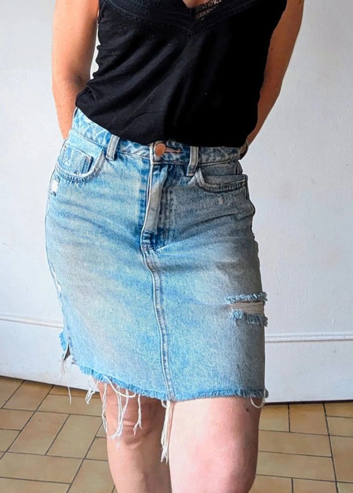 Jupe en jean femme grunge effilées taille XS 32 Pimkie tendance