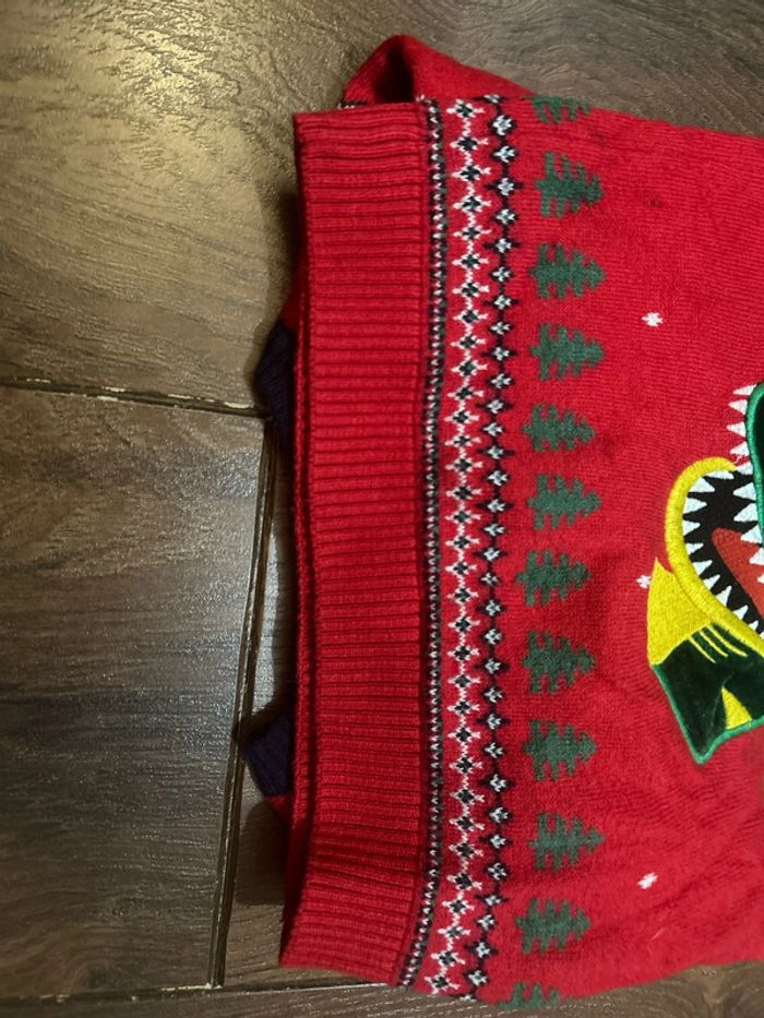 Pull rouge motif dinosaure de Noël sergent major 3 ans - photo numéro 7