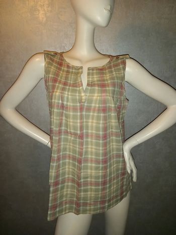 blouse sans manche kaki à carreaux taille 40