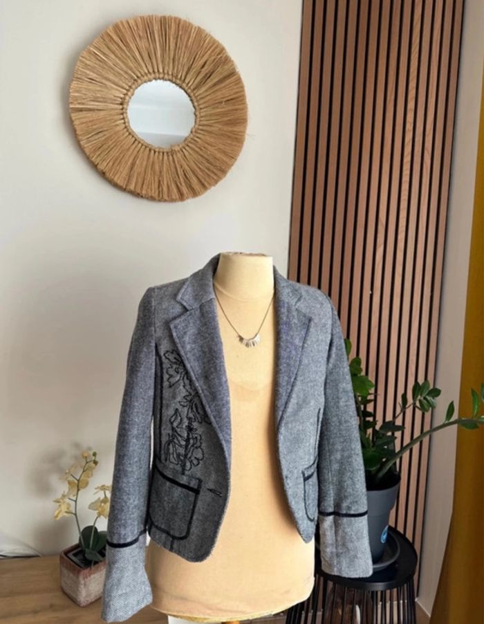 Blazer gris chaud avec laine - photo numéro 2