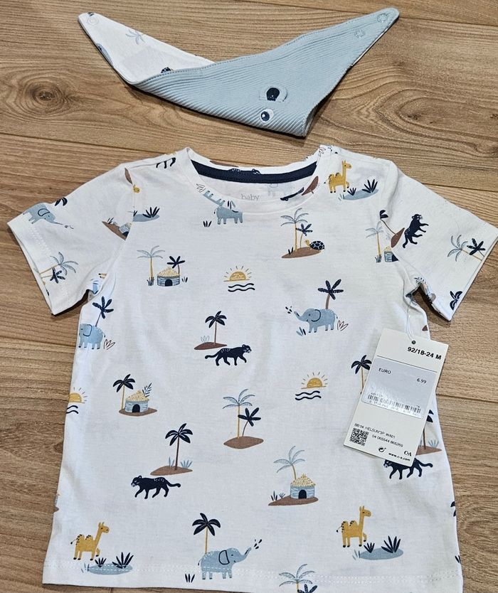 T-shirt + bavette réversible garçon- Taille 18-24 mois - photo numéro 3