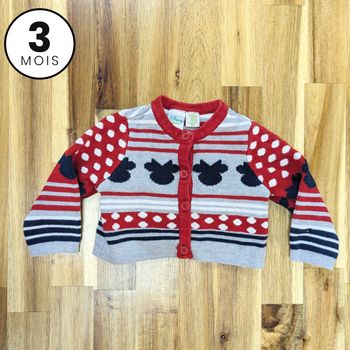 Gilet rayé rouge - Disney Minnie - 3 mois