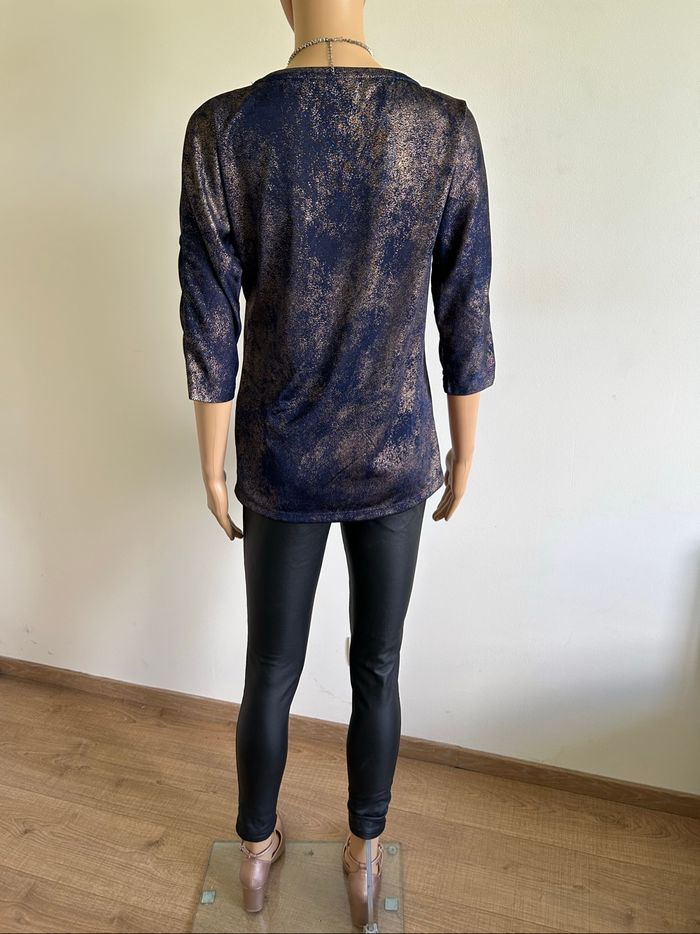 Blouse bleue marine et dorée Vila Joy taille S comme neuve - photo numéro 6