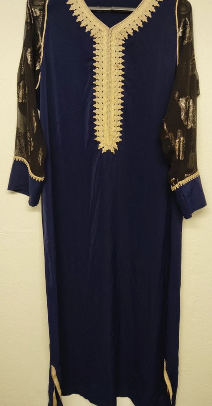 Caftan/robe fille bleu nuit et noir taille L - photo numéro 2