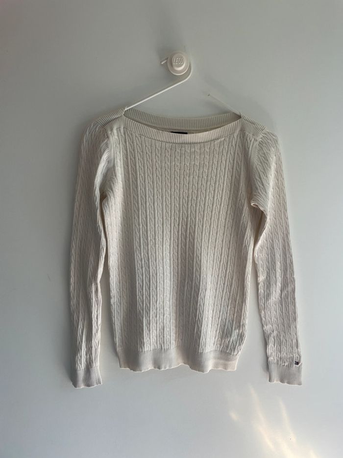 Pull torsadé blanc Tommy Hilfiger - Taille S