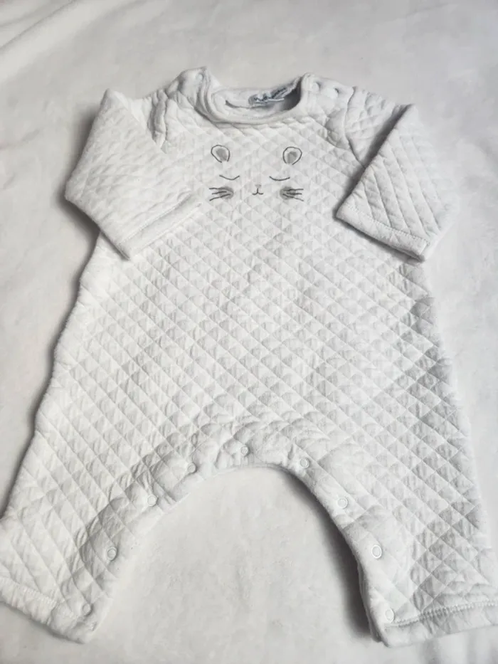 Pyjama blanc côtelé mixte bébé 9 mois automne hiver Verbaudet
