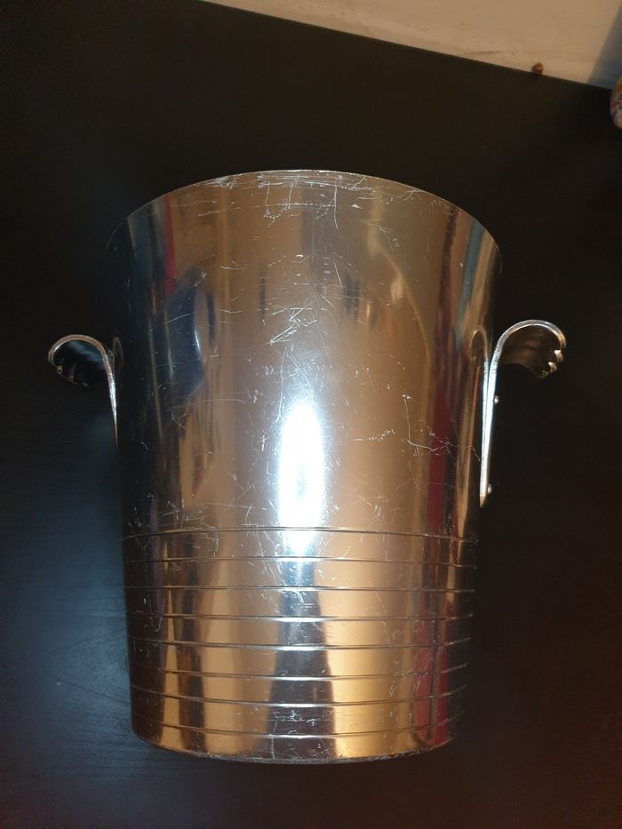 Seau à champagne en inox vintage années 80 19 cm