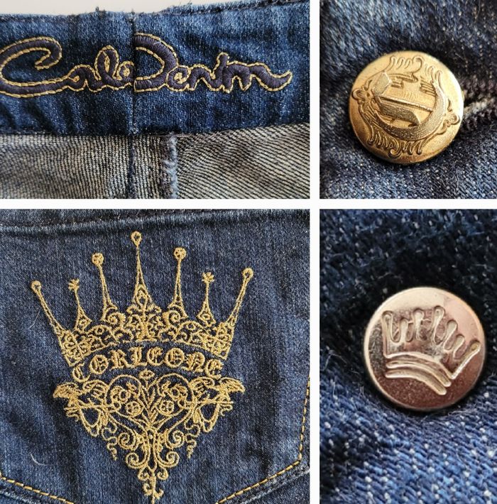 Corleone  Couture Jean TFr38-Coupe Ajustée & Mid Rise-Bleu Denim Brut aux Reflets dorés en TBE - photo numéro 4
