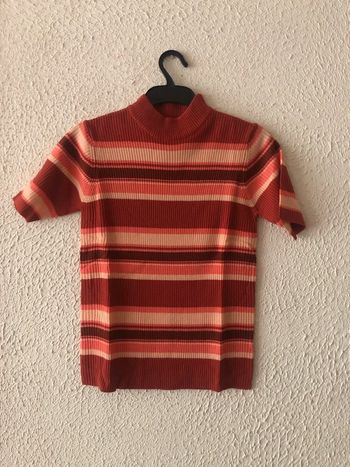 Pull rayé manches courtes maille côtelée T42/44