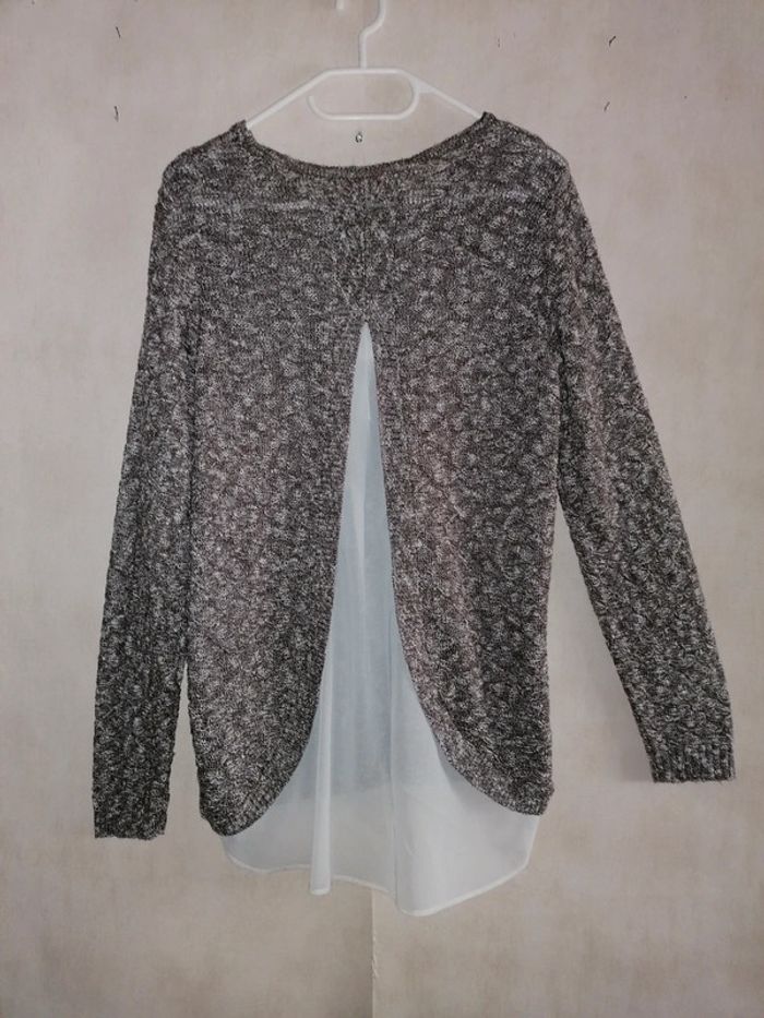 Pull chemise Tissaia marron-gris 42.44 - photo numéro 5
